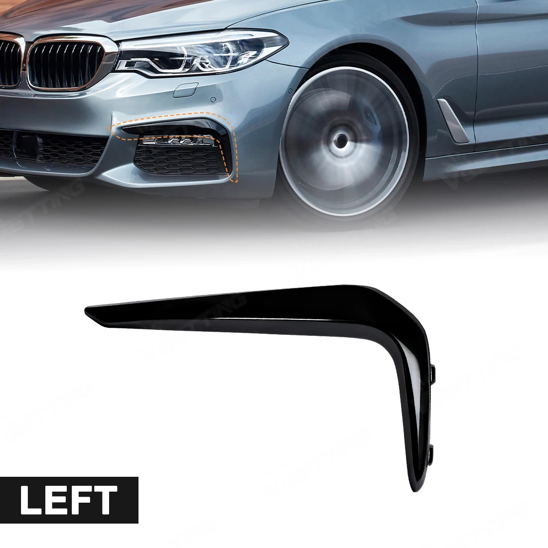 BMW 5 시리즈 G30 G38 M 스포츠 2016-2020 프론트 범퍼 안개등 아이리드 커버 트림 51118070541 51118070542 아이브로우 프레임 커버