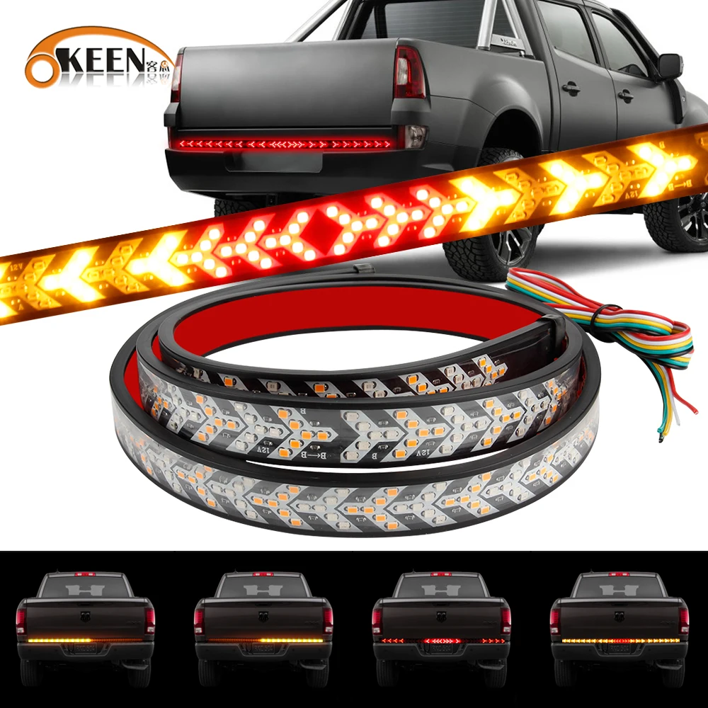 

OKEEN LED Tailgate Light Strip For Truck Pickup RV SUV ATV Jeep Car Driving Turn Singal Brake Warning Rear Tail Light Bar 9V-30V
