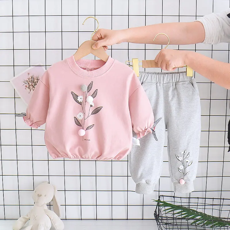 

2022 New Girls Outfit Cartoon Print Girls Clothes 2pcs/set Children Clothing Long Sleeve Shirts Pants Kids Autumn Clothing