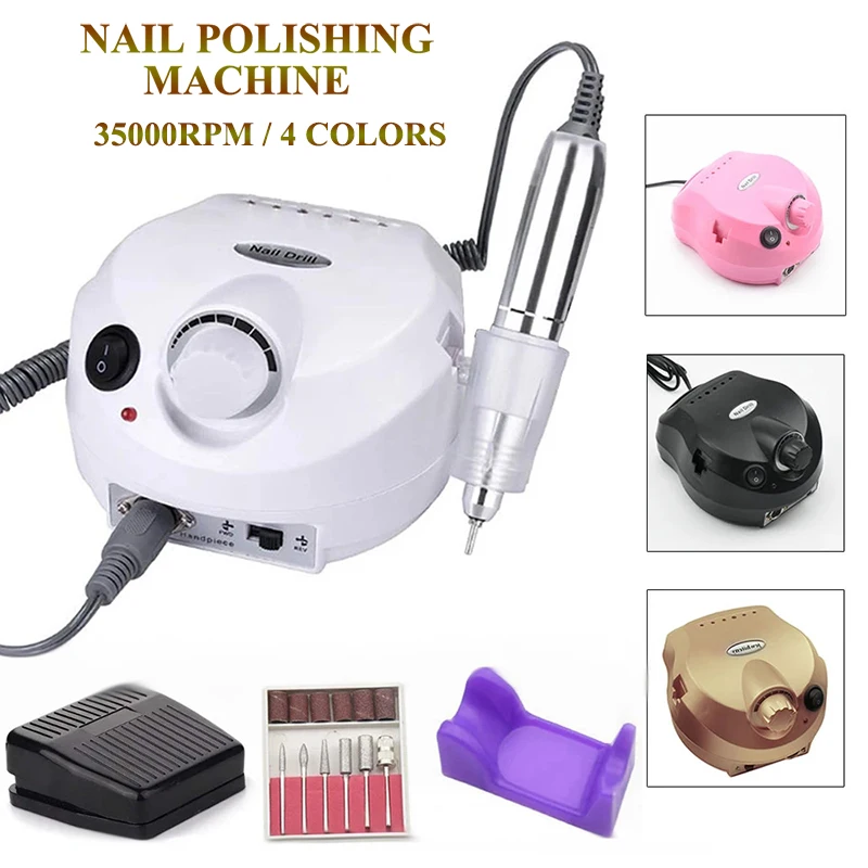35000 RPM Electric Nail Polishing Machine Professional Manicure Drill Machine Set Pedicure Accessory Kit Nail Art Equipment Tool