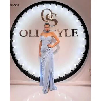 Sansa Customized Long Silk Scarves Prom Dresses Strapless فساتين للمناسبات الخاصة A-line vestidos de festa