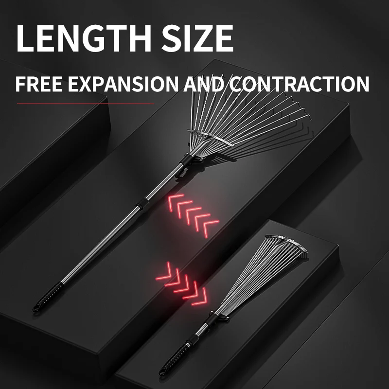 Retractable Stainless Steel Garden Rake 6