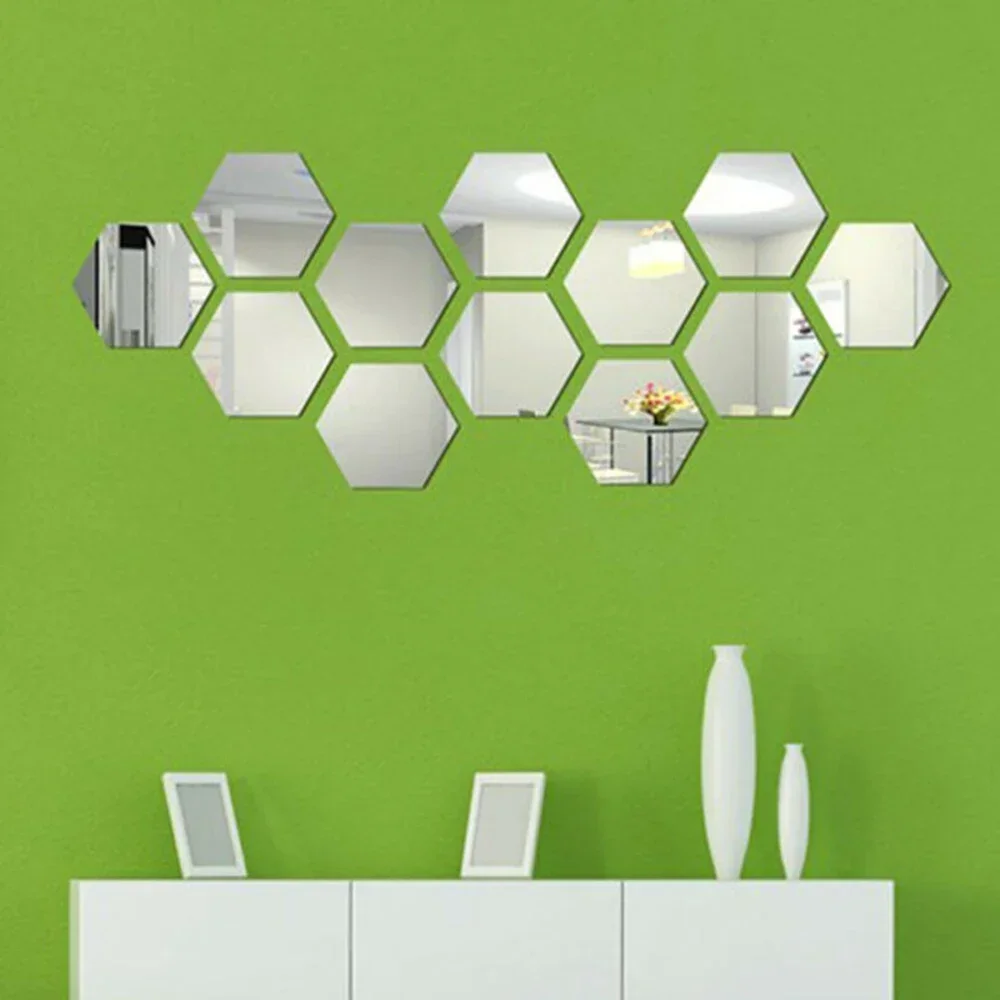 24pcs Mirror Wall Sticker 46*40*23mm Hexagon Acrylic Bathroom Mirror Wall Sticker For Household Decoration Supplies - Image 6