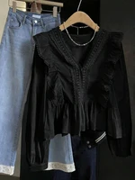 Spring/Summer 2026 New Arrivals: European-inspired Women's Casual Elegant Puff Sleeve Ruffled Blouse Top for Everyday Wear - Image 5