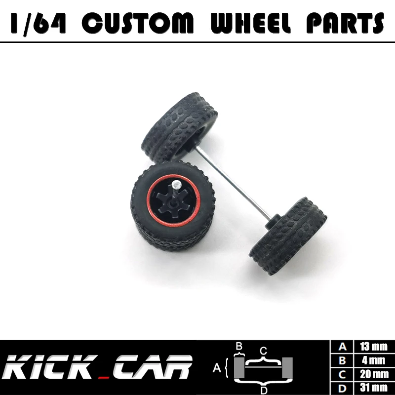 thumbnail image 2 of 16 Set 1/64 Scale Wheels & Tires - Custom Rubber Tires For Diecast Off-Road Trucks 2 of 11