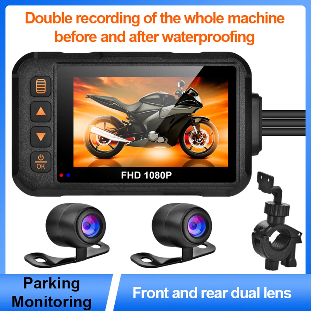 

New Dual 1080P Motorcycle DVR Full Body Waterproof Moto Camera Dash Cam Front Rear Driving Video Recorder Black Box