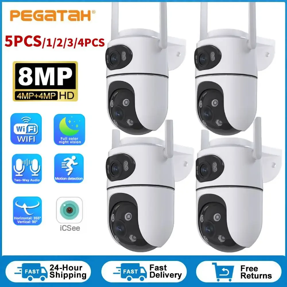 1-5PCS 4K 8MP Dual Lens Wifi Camera Outdoor PTZ Night Vision Human Detection Track Alarm Security Protection Surveillance IP Cam 1