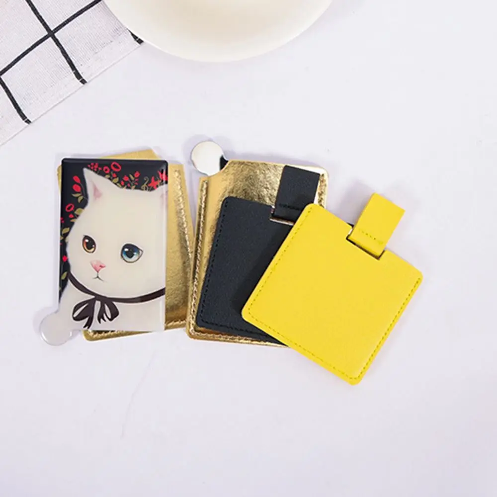 Beauty PU Protective Cover Women Girls Personalized Compact Pocket Mirror Makeup Mirror Stainless Steel Mirror Cosmetic Mirror