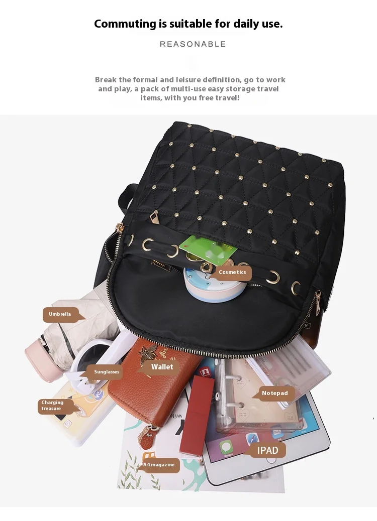 2024 New Oxford Cloth Backpack For Women Fashionable And Versatile Large Capacity Women's Leisure Travel Backpack_voghion.com