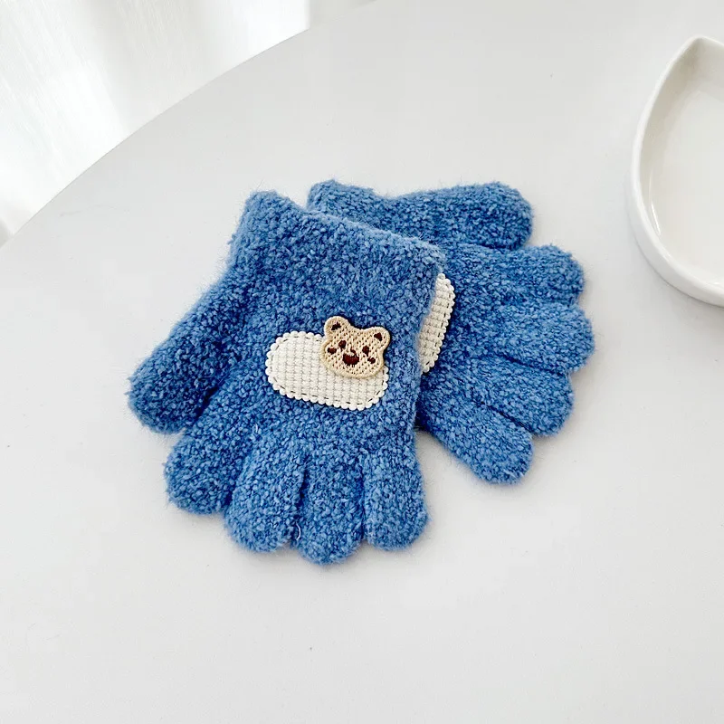 1-3Y Children Gloves Autumn Winter Warm Thicken Boys Girls Baby Riding Mittens Cute Cartoon Kid Kindergarten Five Fingers Mitten 5