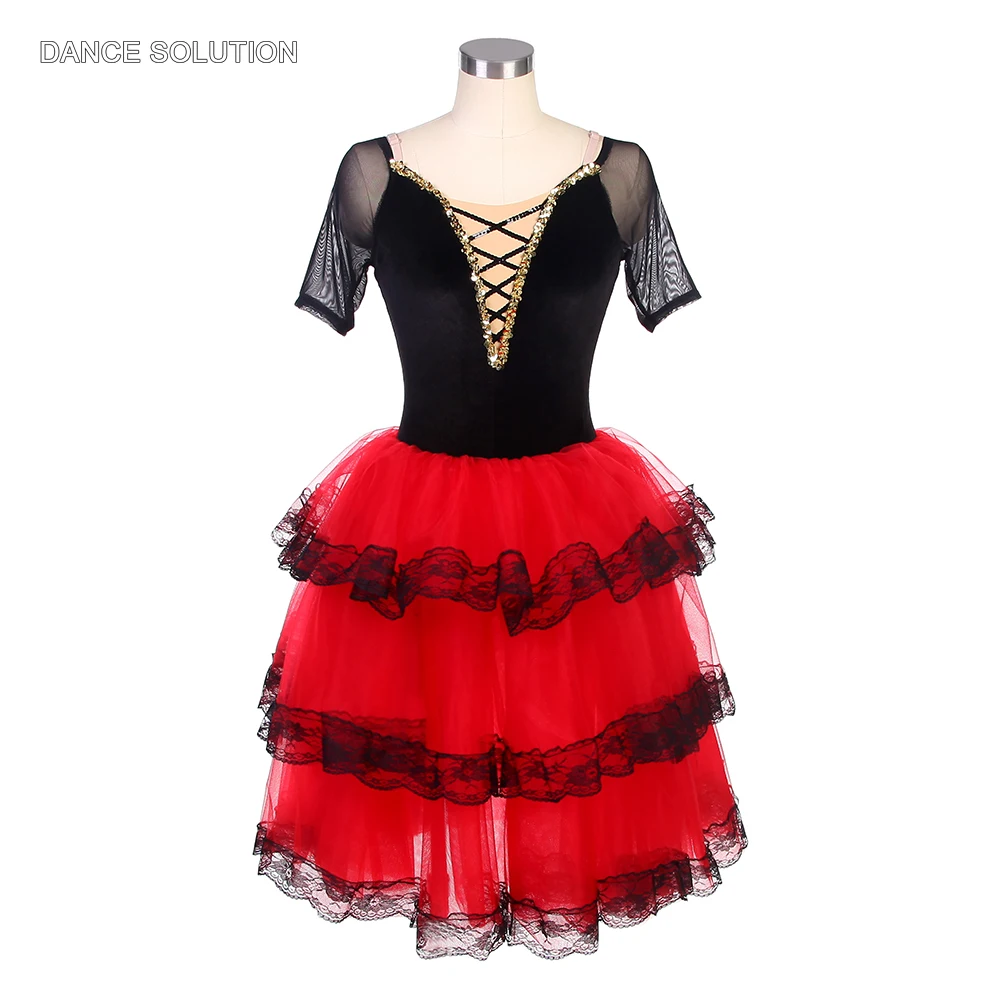 

Испанское платье с коротким рукавом для взрослых и детей, профессиональная балетная романтичная юбка-пачка, женское платье-пачка для выступлений балерины, 22543
