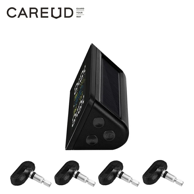 Solar Car Wireless Tire Pressure Monitoring System With 4 Internal/External Sensors LCD Display Accurate measurement data