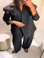 Blazer chic pour femme, col rabattu, manches longues, double boutonnage, blazers féminins, nouvelle mode printemps 2026, élégant manteau pour femme 3