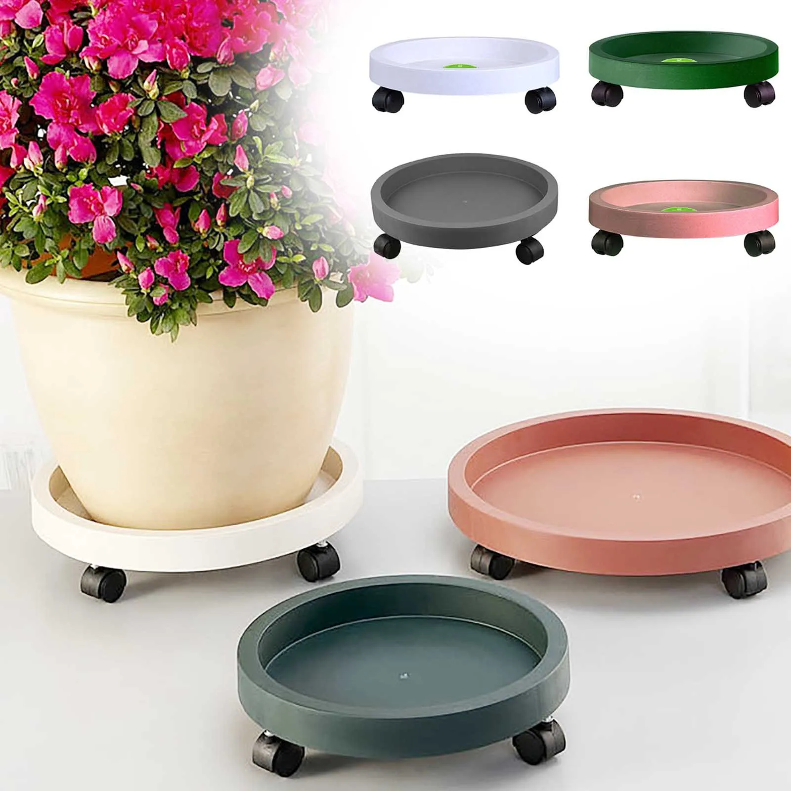 Removable Tray Universal Flower Pot Wheels Round Plastic Tray Heavy