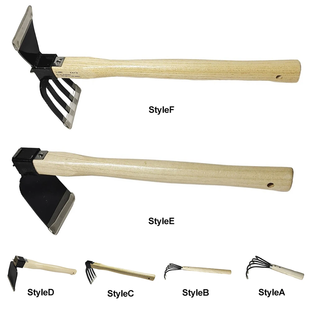 5-Claw Rake with Wooden Handle Garden Rake Hand Cultivator Mini Hoe and Cultivator for Loosening or Weeding Soil
