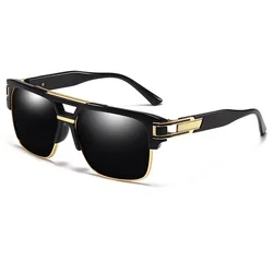 Vintage Luxury Square Retro Fashion Sunglasses for Men - UV400 Protection (Full Black)
