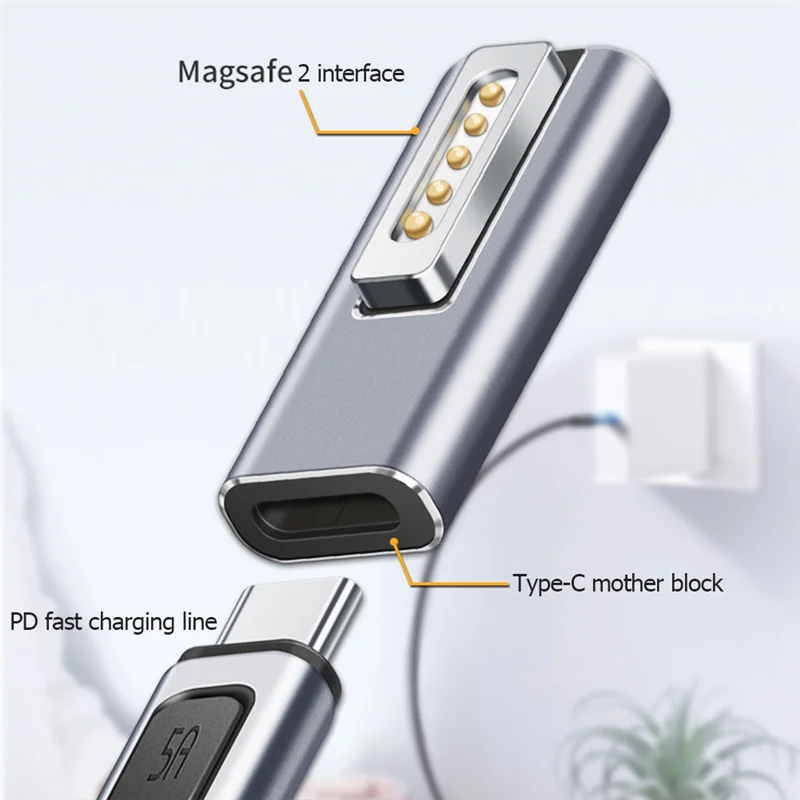 맥북 에어 프로용 마그네틱 USB C 어댑터, 맥세이프 2 커넥터, PD 고속 충전 어댑터, C타입/DC5521