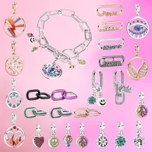 

2022 New ME Series Bracelet Charm Pandoraer Amulet 925 Silver Original Jewelry Making Beads DIY Beaded Necklace Gifts for Women