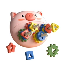 

Baby Pig Gear Toys Set Column Building Blocks Teaching Aids Early Education Interactive Toys For Kids