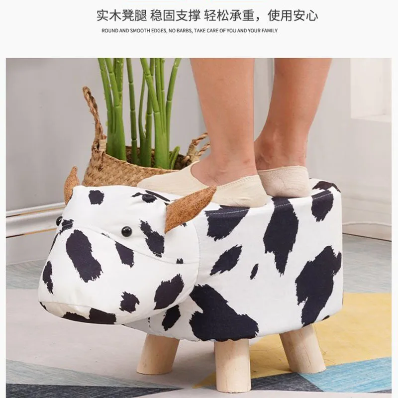 

Spot wholesale home in shoes stool creative stool wood animal print cartoon stool logo sofa