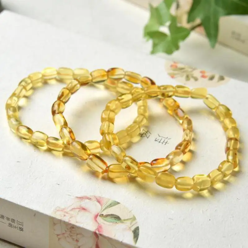 

100% натуральный янтарный браслет для мужчин и женщин, Исцеляющие драгоценные камни, Изящные Ювелирные изделия из натурального Балтийского золота, эластичные браслеты