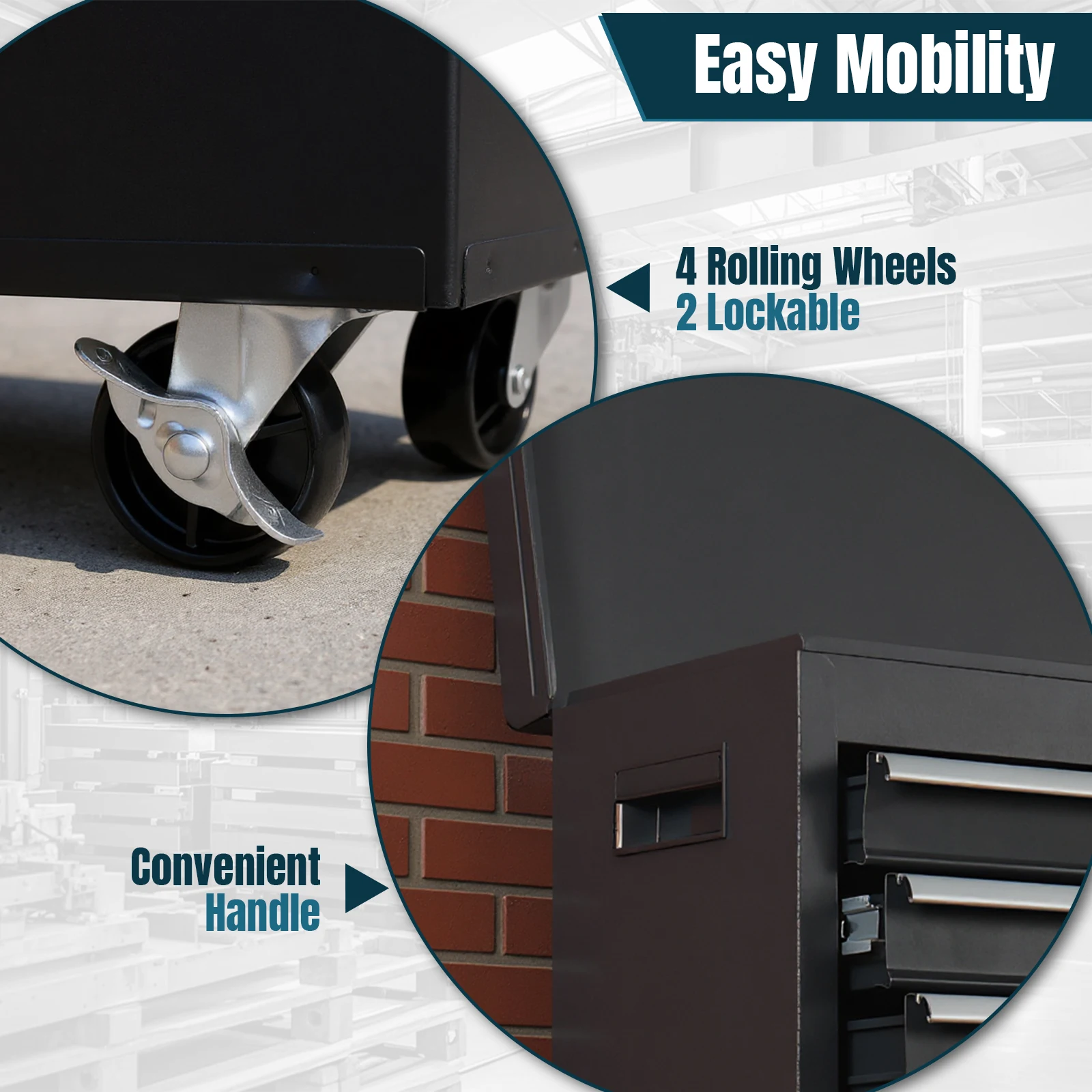 Metal Detachable Toolbox with Wheels for Mechanic Tool Storage