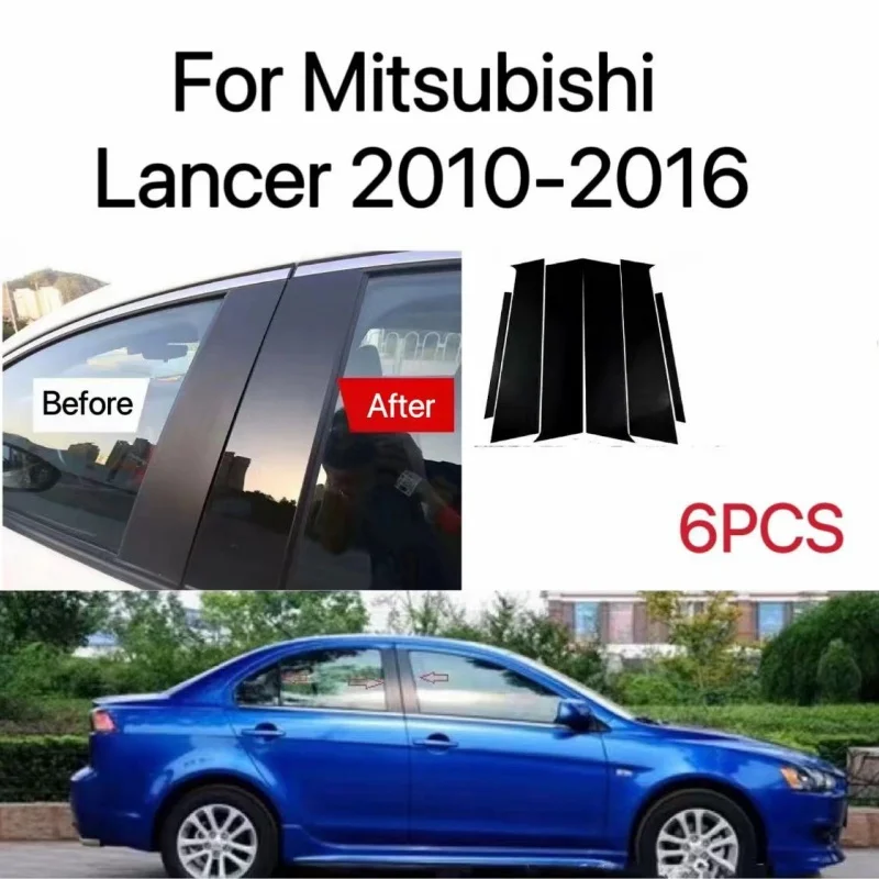 

Chrome Glossy Car Door Window Center Column BC Pillar Carbon fiber Post Cover Trim For Mitsubishi Outlander Pajero Lancer EVO