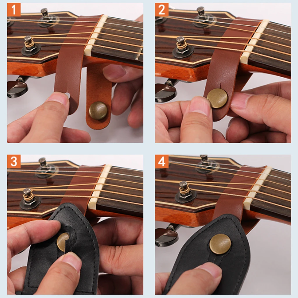 Bouton de support de sangle de guitare en cuir, serrure de