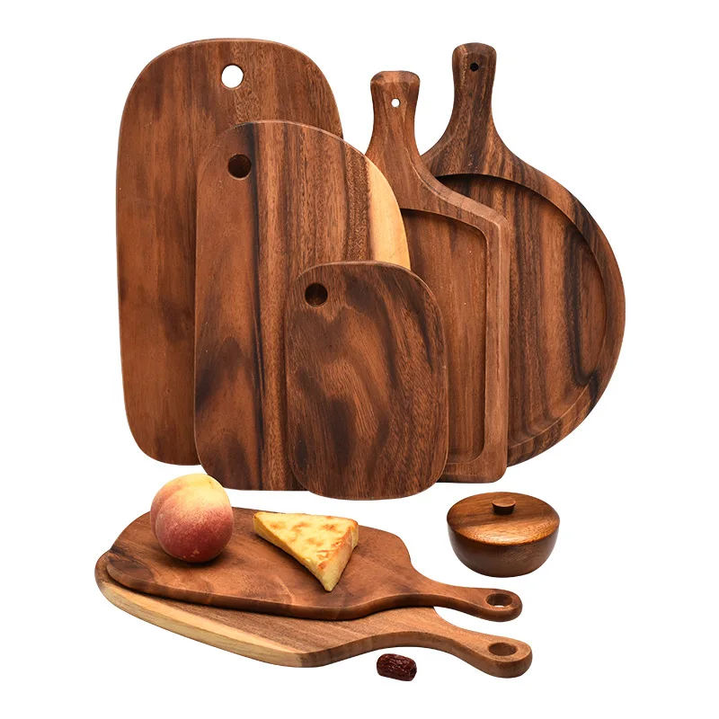 HEMU-Acacia Wood Bread Board, Wood Chopping Board, Western Style, Pizza, Sushi, Cutting Cheese, Steak Tray, Wooden Fruit