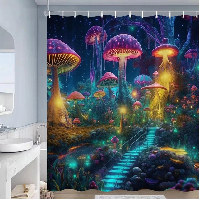 Mushroom Magic: A Cartoon Forest Shower Curtain for Whimsical Bathroom  Decor in 2023