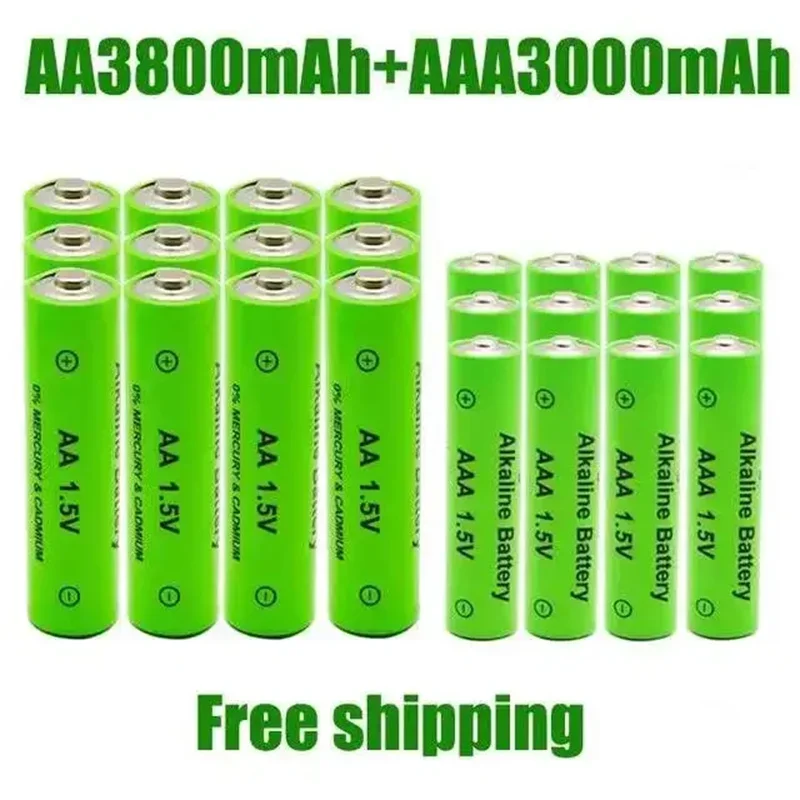 

AA + AAA Rechargeable AA 1.5V 3800mAh/1.5V AAA 3000mah Alkaline Battery Flashlight Toys Watch MP3 Player Replace Ni-Mh Battery