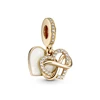 Sparkling Gold Angel's Wings Mum & Dad Lock Hearts Charm Beads Fit Original European 925 Silver Bracelet DIY Women Jewelry Gifts 3