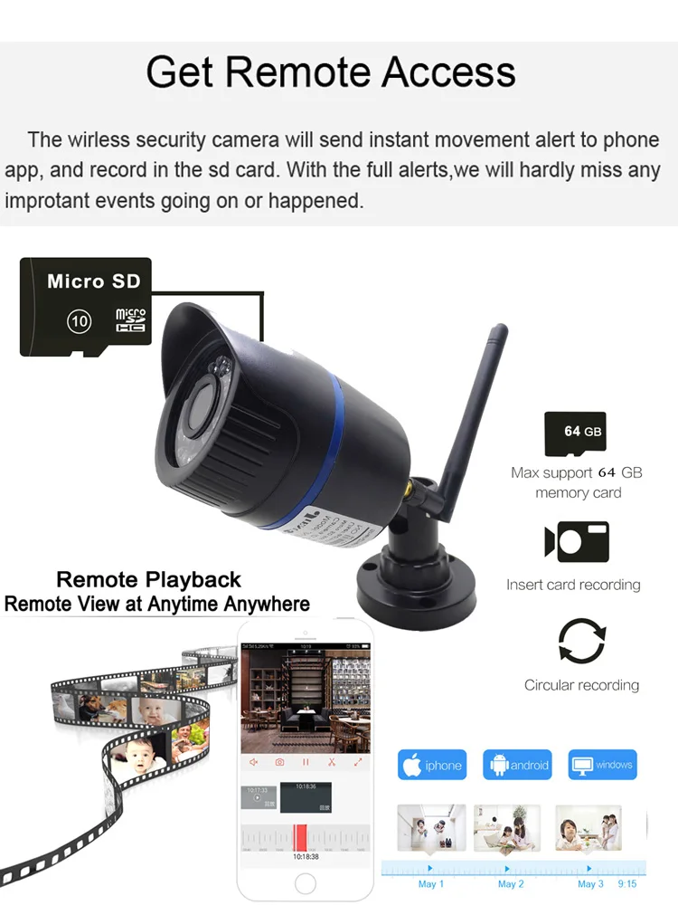 1080P Wifi Bullet Camera IP Cctv Security Wireless Infrared Video Audio Surveillance Outdoor Waterproof Home Cam Ipcam Onvif 4