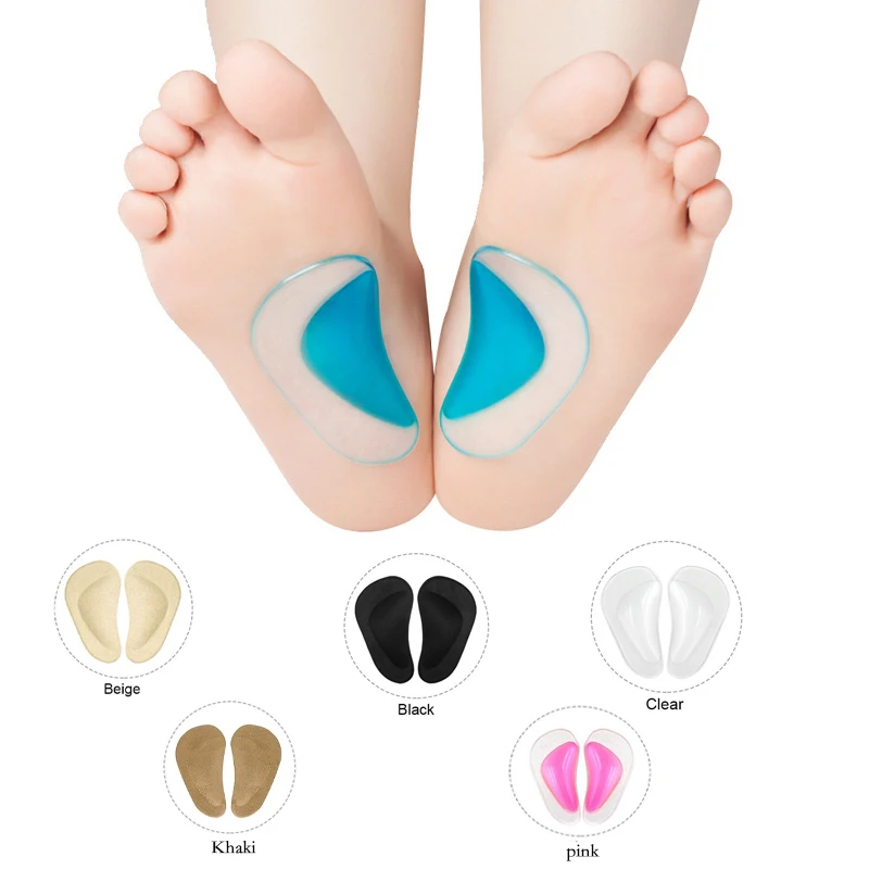 2pcs Arch Support Shoe Insoles for Flat Feet Gel Arch Inserts for Plantar Fasciitis, Pad Relieve Pressure and Feet Pain