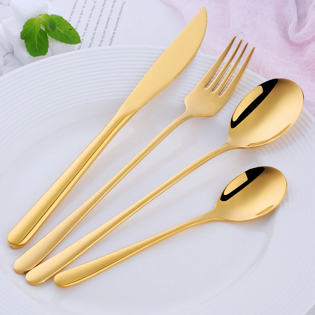 

24/32Pcs Stainless Steel Dinnerware Rainbow Cutlery Set Fork Spoon Knife Set Western Tableware Party Table Utensils Home