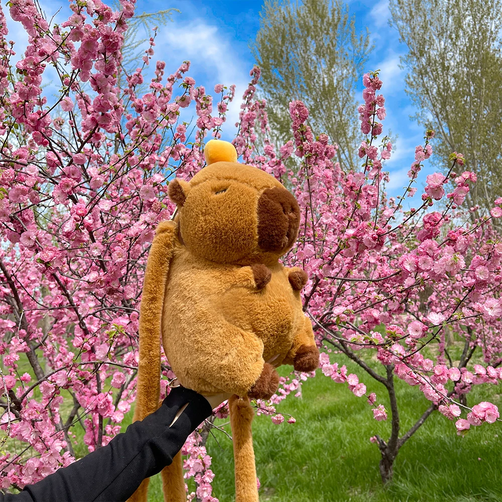 Kawaii Fashion Plushie Doll Fur Bag Capybara Plush Backpack Children's Bag Shoulder Mini Knapsack Bags Gifts Girlfriend Plush Backpack