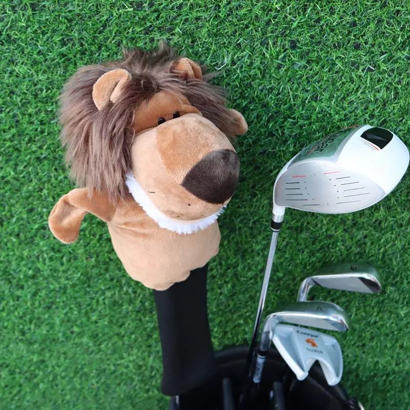 Cartoon Lion Golf Headcovers Plush Cute Golf Driver Fairway Wood Putter Headcover Accessory White Colors