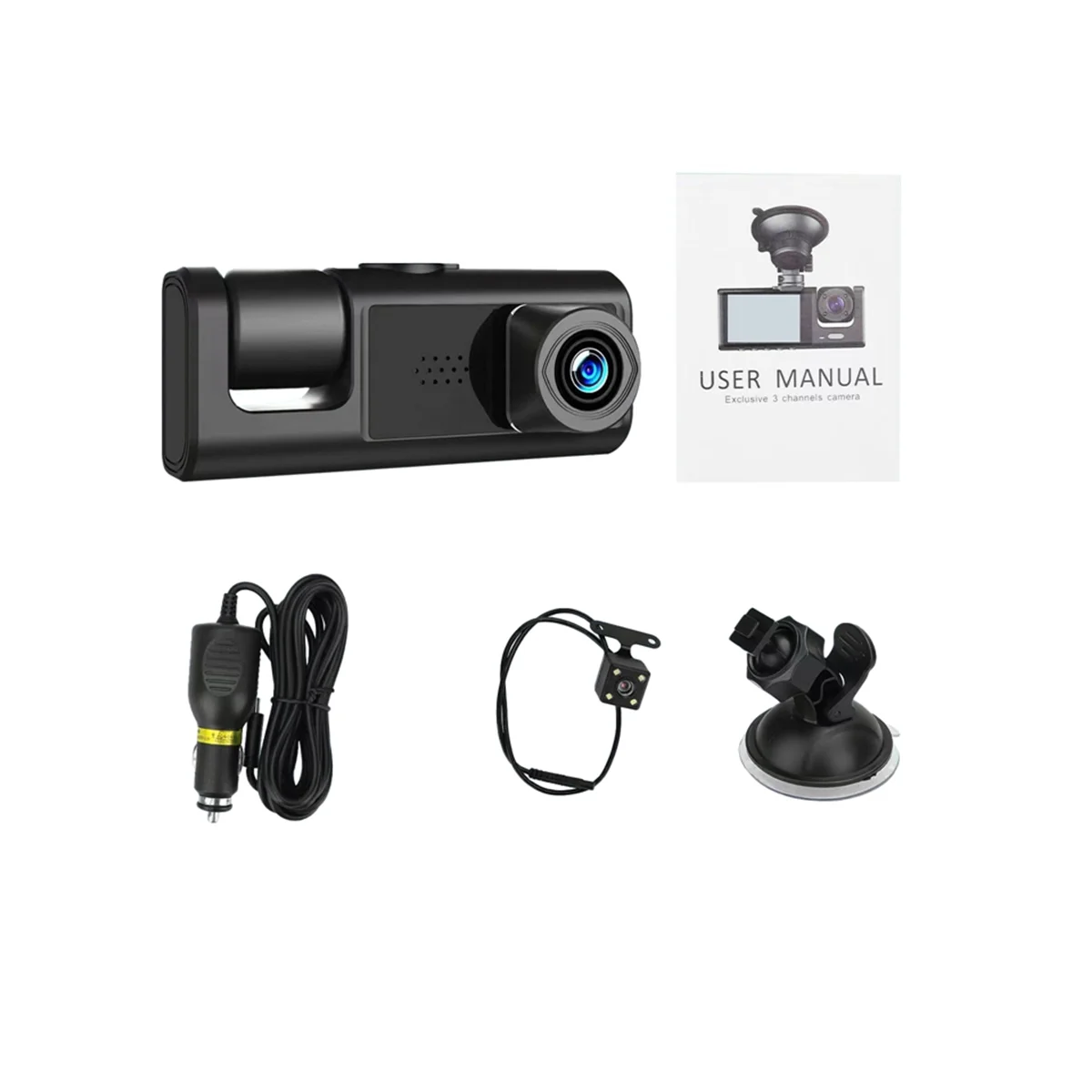 

Car DVR 3 Camera Lens HD 1080P Dash Camera Dual Lens Dashcam Video Recorder Black Box 24H Parking