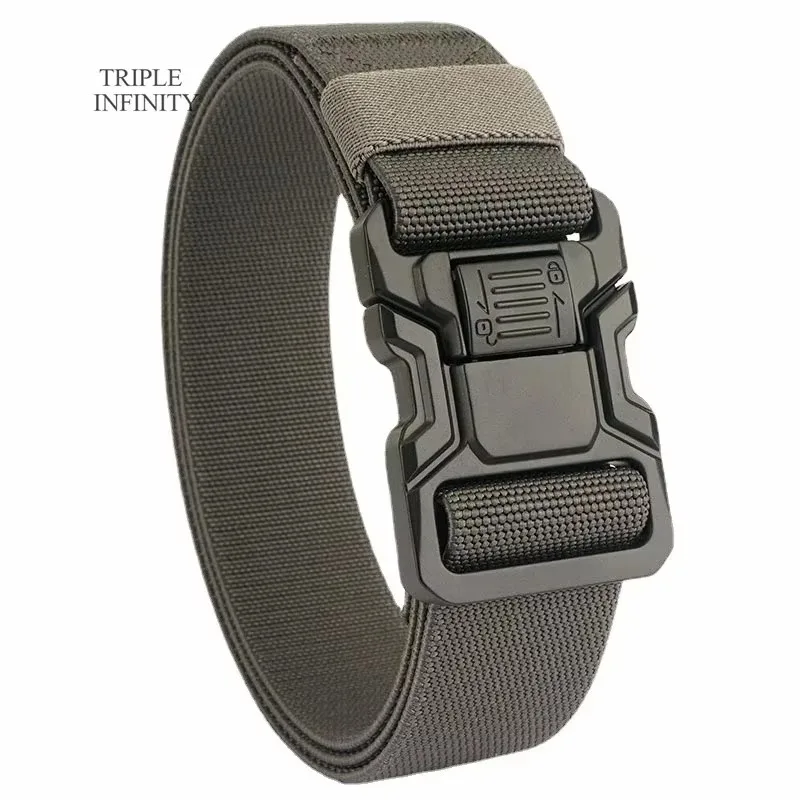 Tactical Belt Men Alloy Quick Release Pluggable Metal Buckle Braided Canvas