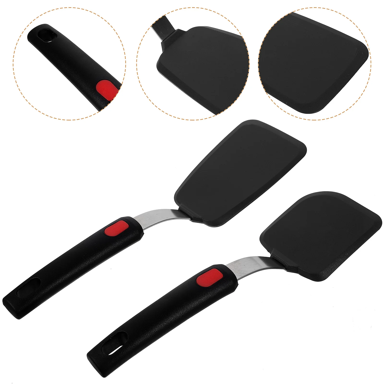 

2 Pcs Silicone Spatula Non Stick Pots Utensils Cooking Saucepan Pancake Turner Steel Kitchen Non-stick Wok
