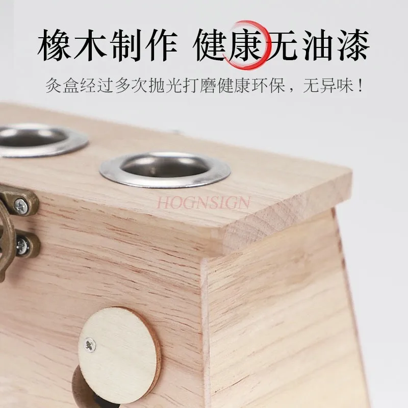 Oak Wood Moxibustion Box Chinese Moxa Sticks Rolls Holder Heating Acupuncture Point Meridian Warm Therapy Burner