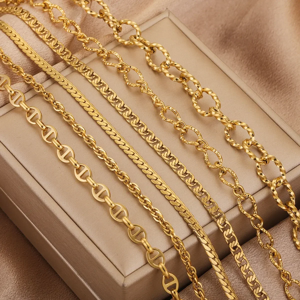 Stainless Steel Chains DIY Jewelry Materials for Necklace Bracelet 1 Meter