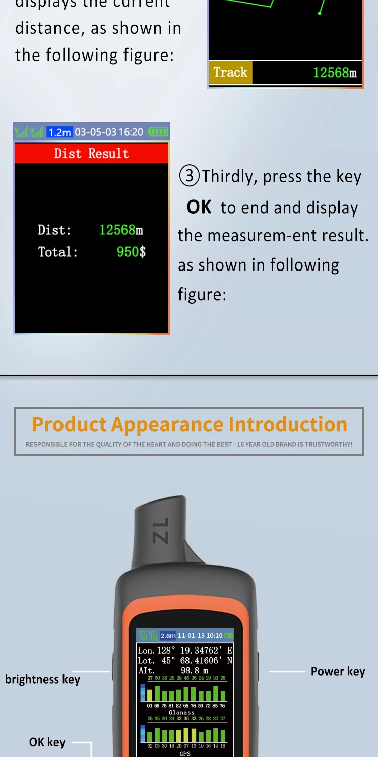 ZL166 Land area measuring instrument High precision multifunctional Handheld GPS