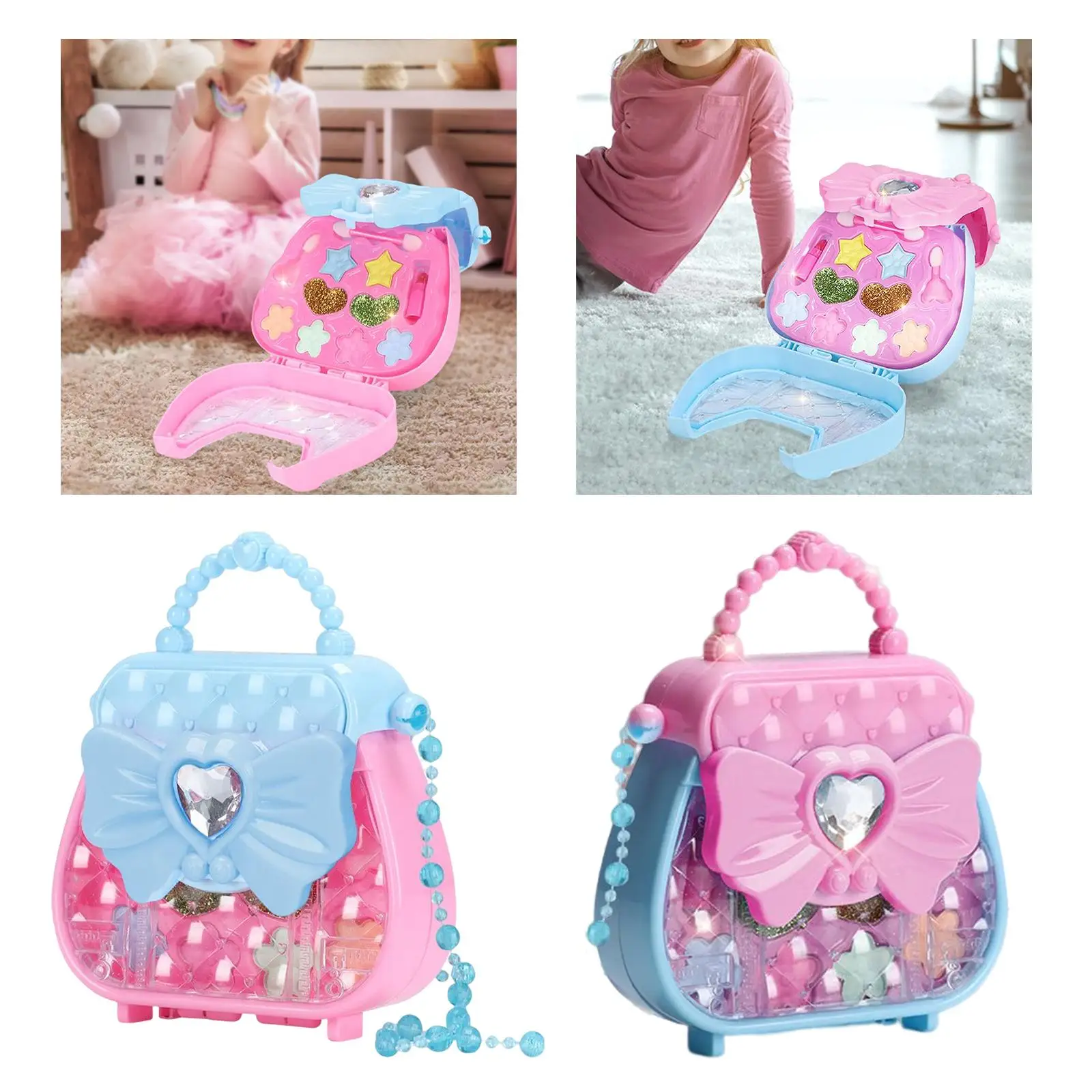 11Pcs Makeup Kit Washable Portable Makeup Box for Children Birthday Gifts
