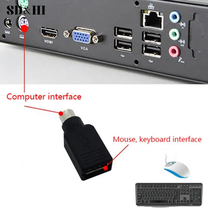 

1PC USB Female To PS2 PS/2 Male Converter Adapter Keyboard Mouse Mice Converter Male Adapter Computer Converter In Stock