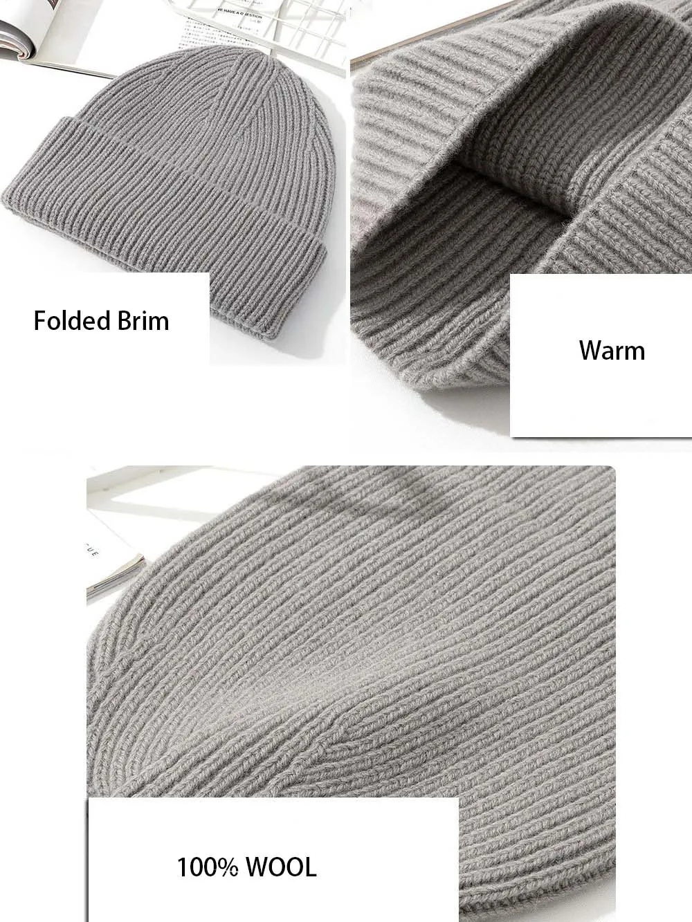 Wool Beanies Women Knitted Cap Hat Men Winter Warm Bonnet 3