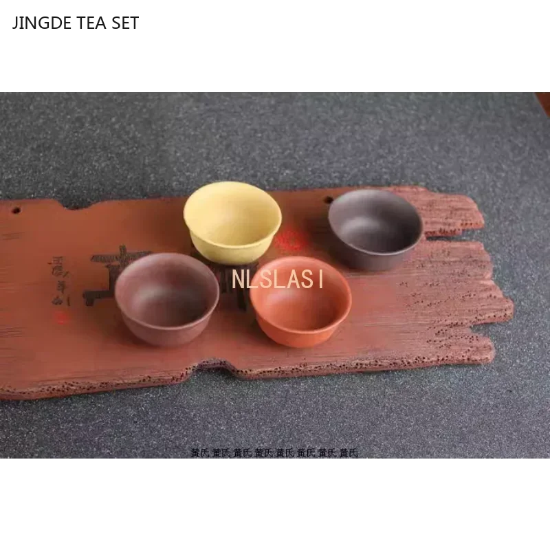6pcs/ set Yixing Zisha tea cup creative handmade boutique multi-color master cup purple clay tea set accessories