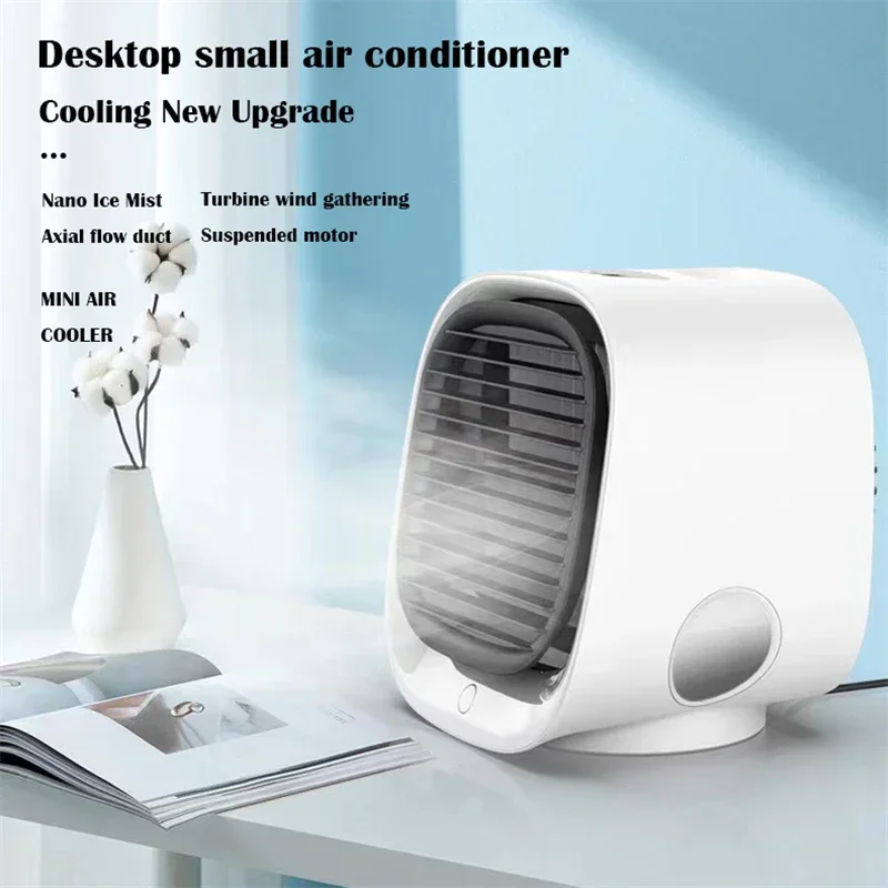 USB Charging Mini Air Conditioning Fan Desktop Portable Air Conditioner Nano Ice Mist Silent Operation Circulating Air Supply