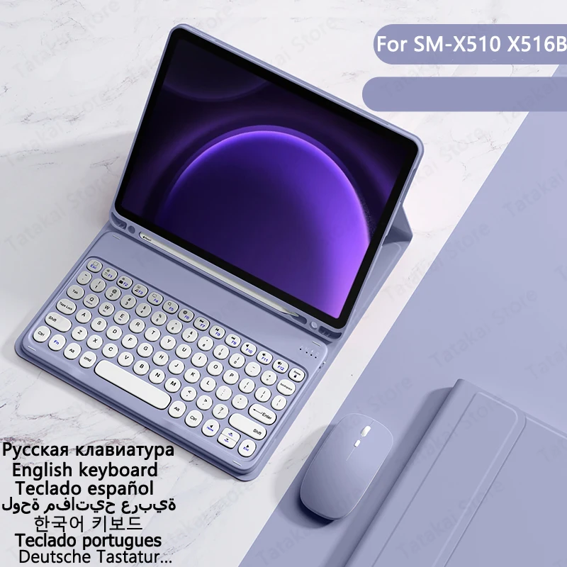 Capa com Teclado para Samsung Galaxy Tab s9 fe Case Espanhol Inglês Português Turco s9 fe 10.9 X510 X516b