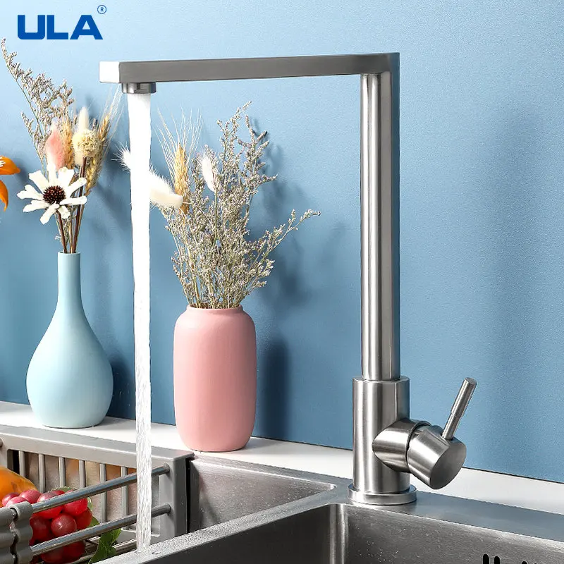ULA Stainless Steel Kitchen Faucet 360 Degree Rotate Flexible Sink Faucet Hot Cold Water Kitchen Sink Mixer Tap